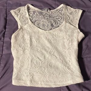 Charlotte Russe Laced White Crop Top